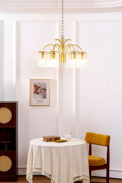 Brass Halo Arched-Arm Crystal Chandelier - view 4 | vexalamps