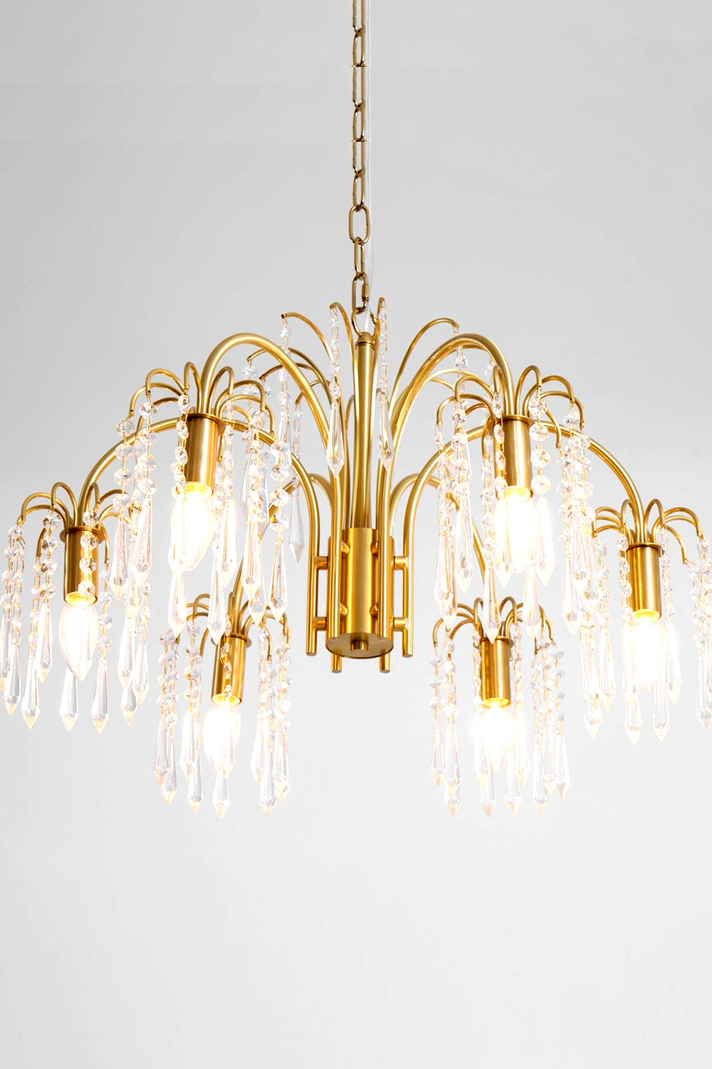 Brass Halo Arched-Arm Crystal Chandelier - view 12 | vexalamps