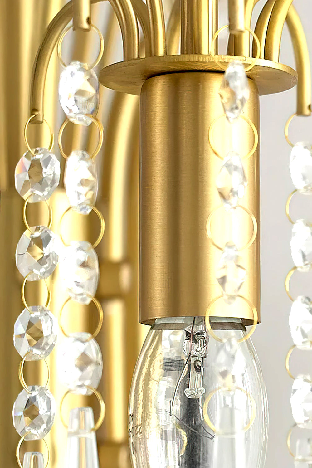 Brass Halo Arched-Arm Crystal Chandelier - view 15 | vexalamps
