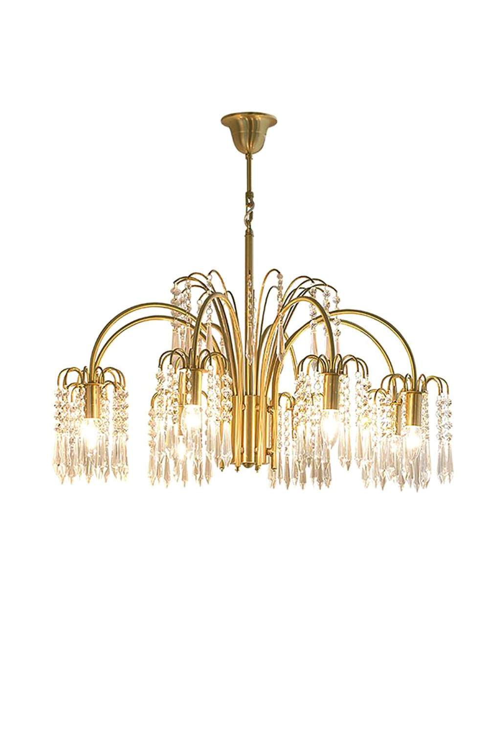 Brass Halo Arched-Arm Crystal Chandelier | vexalamps
