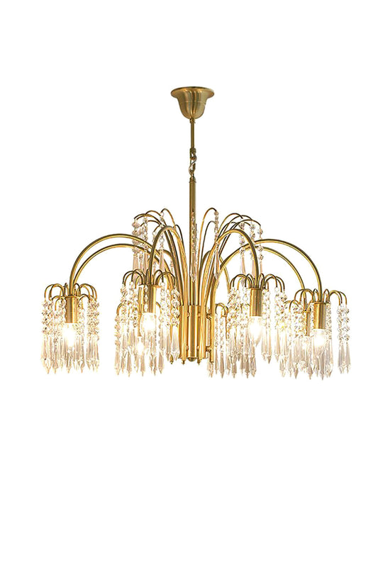 Brass Halo Arched-Arm Crystal Chandelier | vexalamps