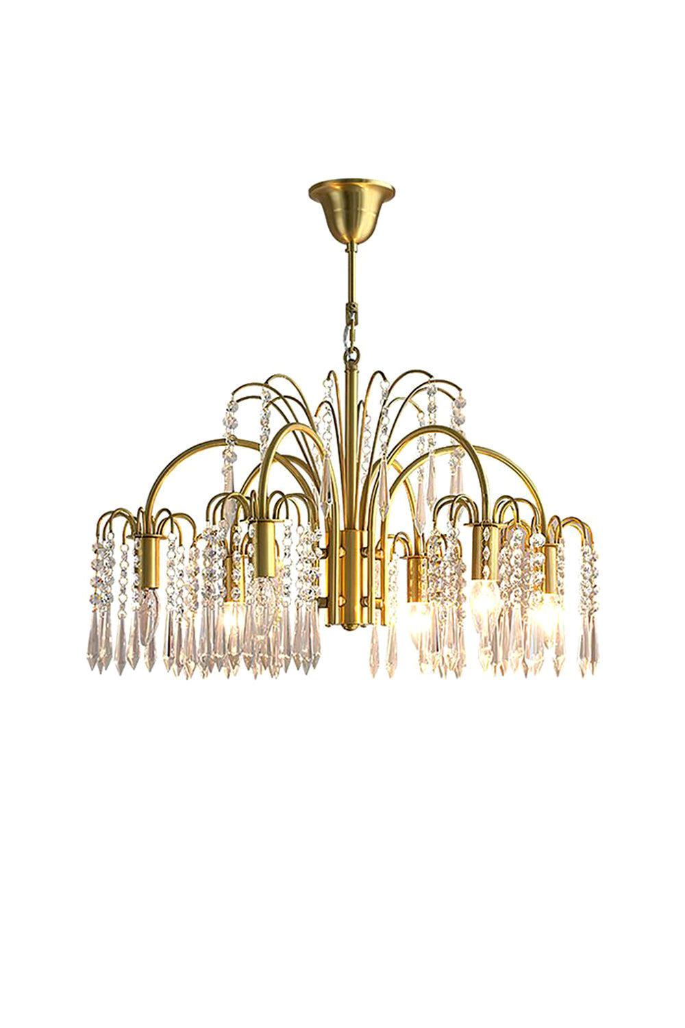 Brass Halo Arched-Arm Crystal Chandelier - view 18 | vexalamps