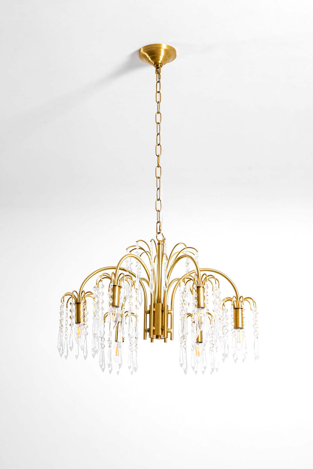 Brass Halo Arched-Arm Crystal Chandelier - view 16 | vexalamps