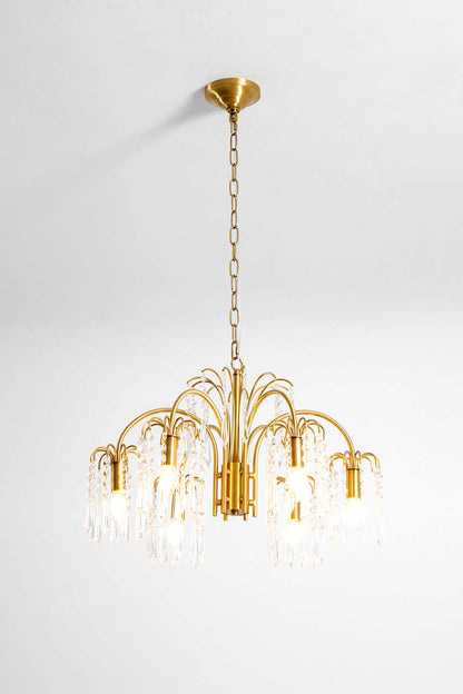 Brass Halo Arched-Arm Crystal Chandelier - view 17 | vexalamps