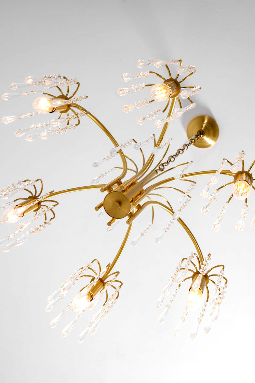 Brass Halo Arched-Arm Crystal Chandelier - view 11 | vexalamps