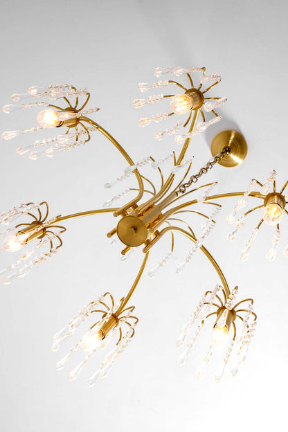 Brass Halo Arched-Arm Crystal Chandelier - view 11 | vexalamps