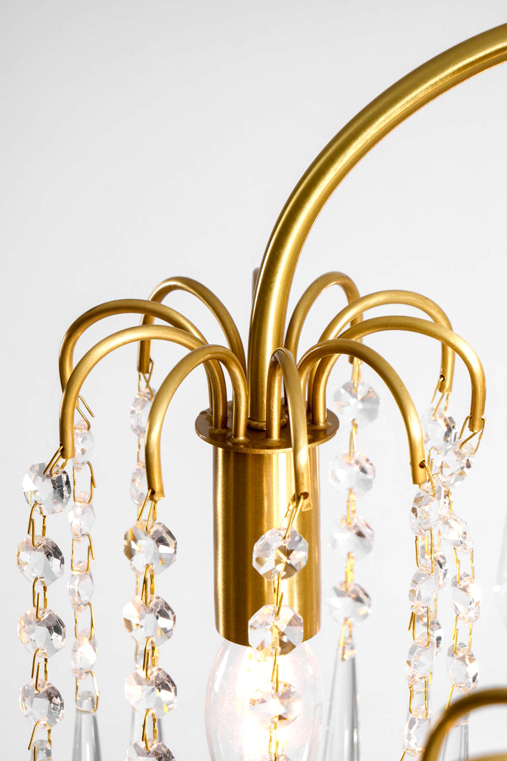 Brass Halo Arched-Arm Crystal Chandelier - view 13 | vexalamps