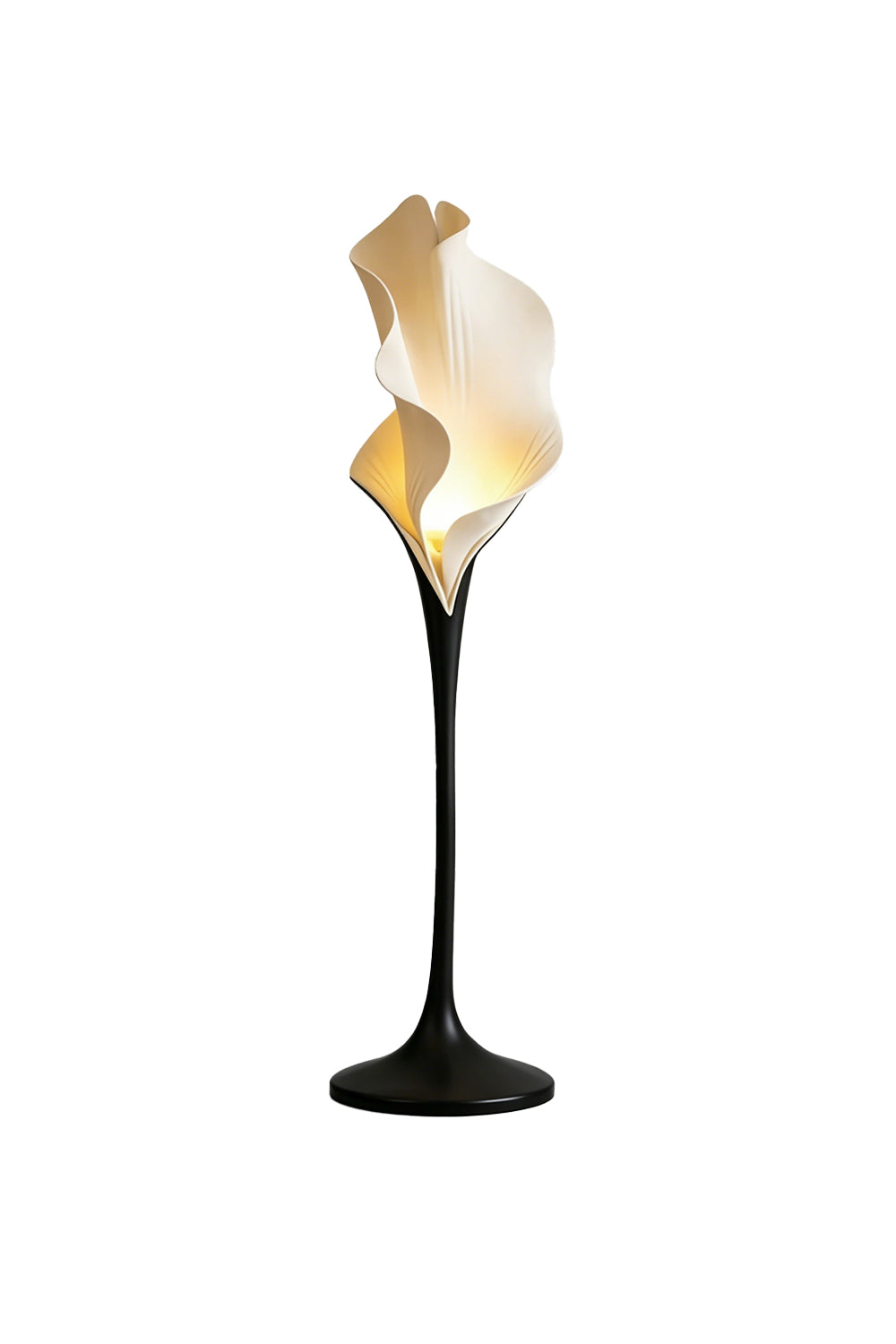 Lit Calla Muse resin floor lamp with black metal stand | Metal, Resin