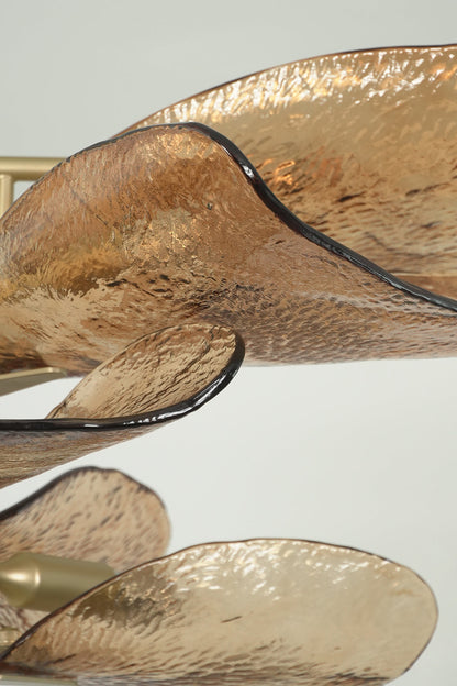 Close-up of amber textured glass wave leaf edge | Glass | Detailed shot of the organic wavy rim | vexa lamps