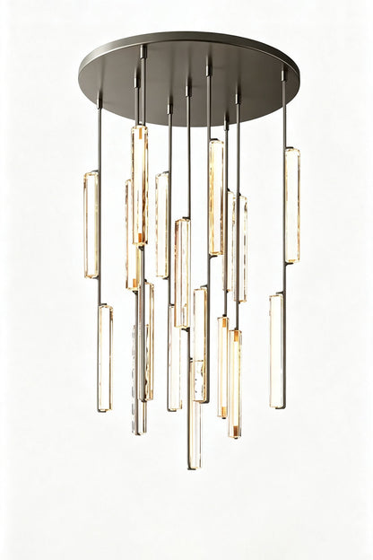 Cassian Cascading Crystal Ring Chandelier with K9 crystal prisms hanging elegantly from a round ceiling fixture.