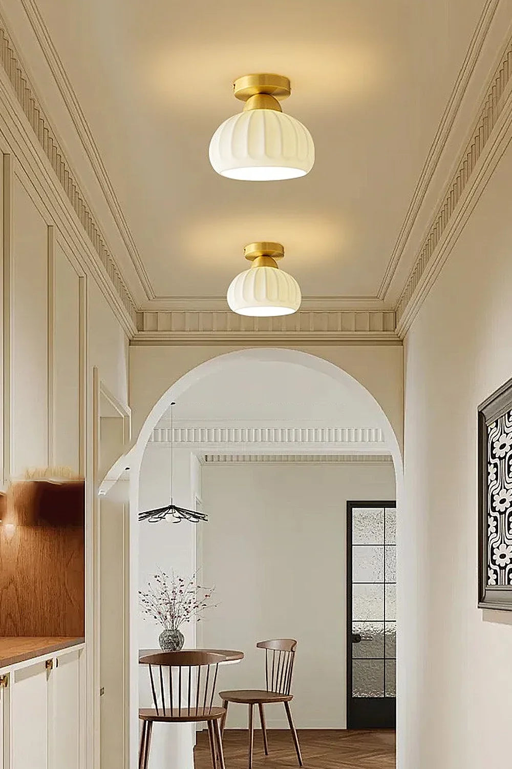 Ceramic Brass Ceiling Light - view 4 | vexalamps