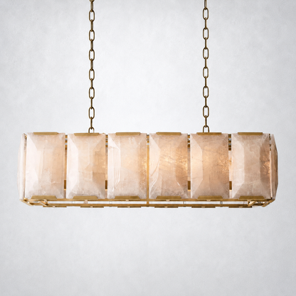 Ellington Alabaster Rectangular Chandelier 42’’ - Lacquered Brass - Chandelier
