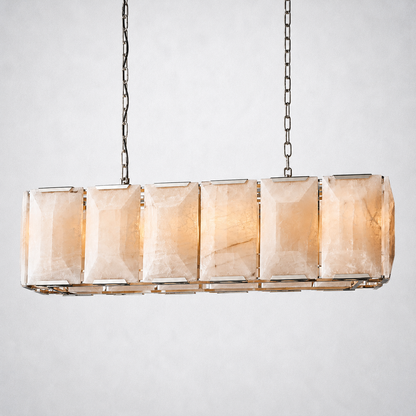Ellington Alabaster Rectangular Chandelier 42’’ - Polished Nickel - Chandelier