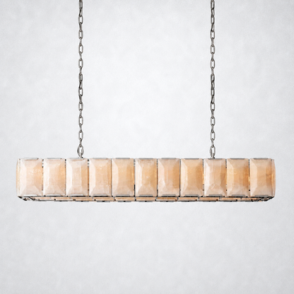 Ellington Alabaster Rectangular Chandelier 74’’ - Polished Nickel - Chandelier