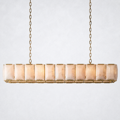 Ellington Alabaster Rectangular Chandelier 74’’ - Lacquered Brass - Chandelier