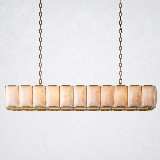 Ellington Alabaster Rectangular Chandelier 74’’ - Lacquered Brass - Chandelier