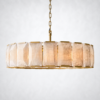 Ellington Alabaster Round Chandelier 43’’ - Lacquered Brass - Chandelier