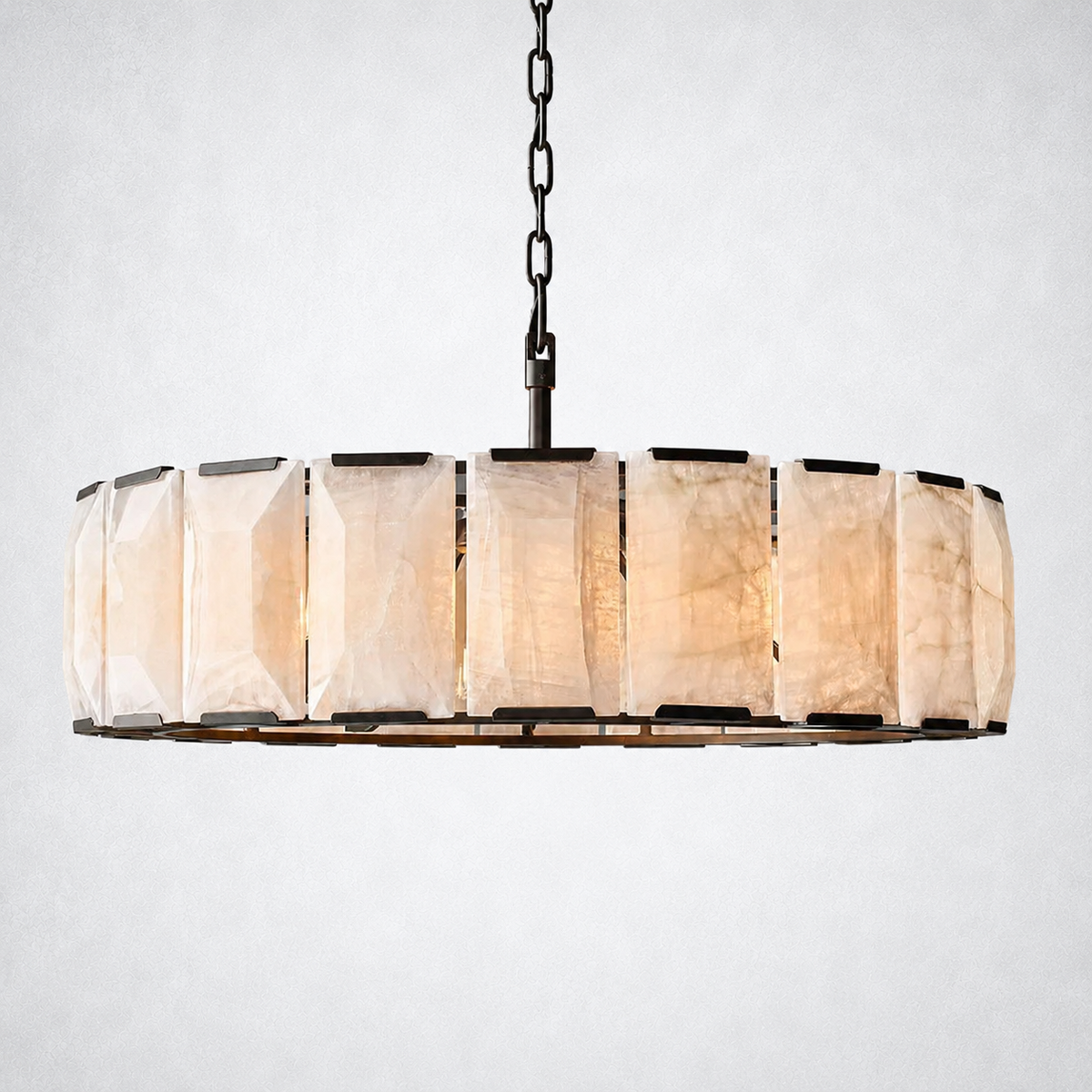 Ellington Alabaster Round Chandelier 43’’ - Matte Black - Chandelier