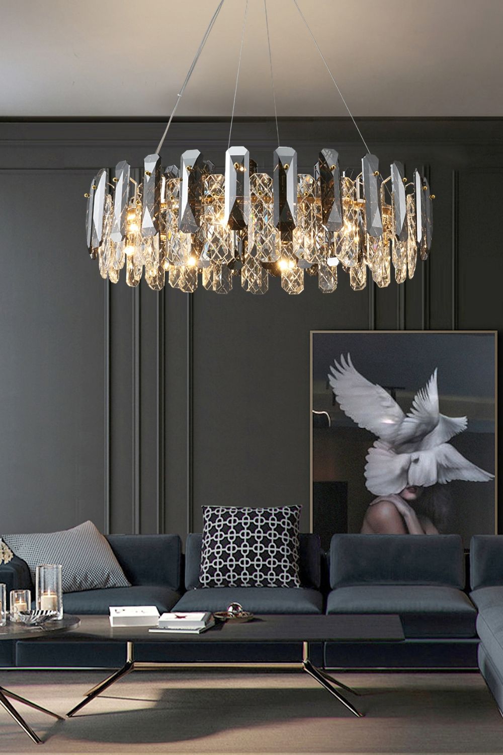 Clear Crystal Drum Pendant Lamp - vexalamps