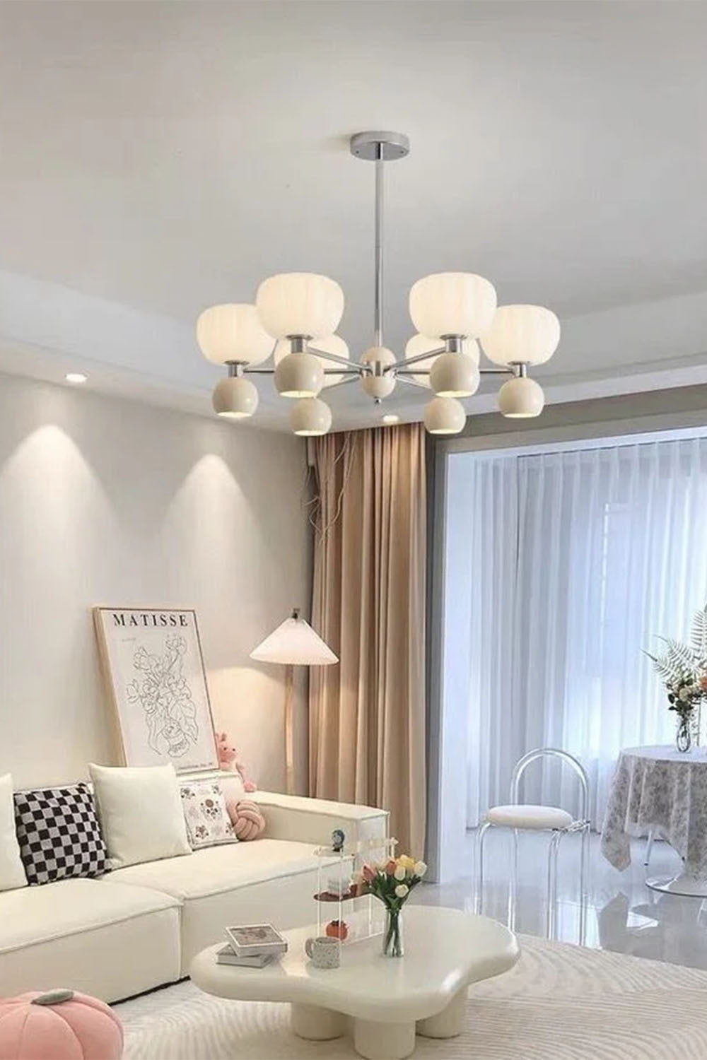 Cream Pumpkin Chandelier - view 9 | vexalamps