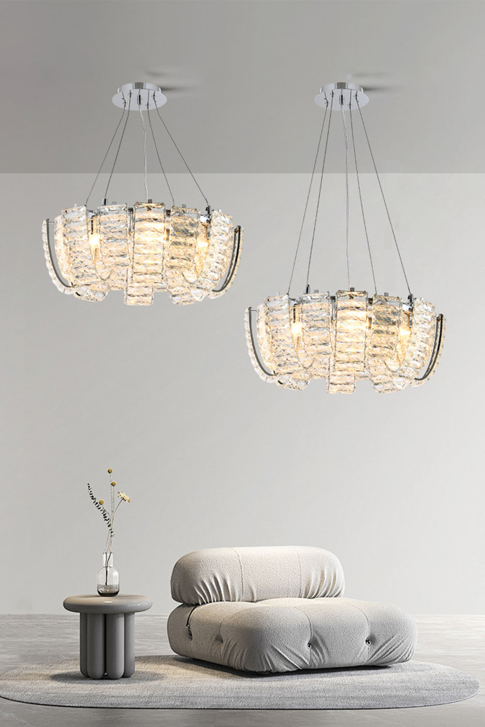 Crystal Chrome Chandelier - view 2 | vexalamps