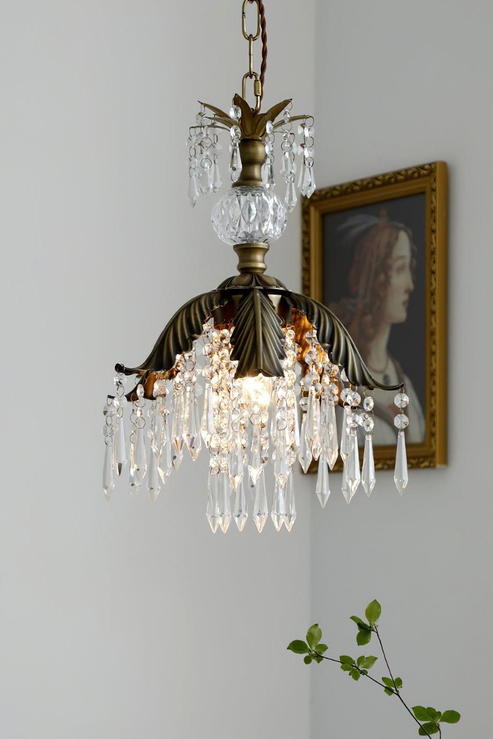 Crystal Palm Leaf Pendant Light - view 2 | vexalamps