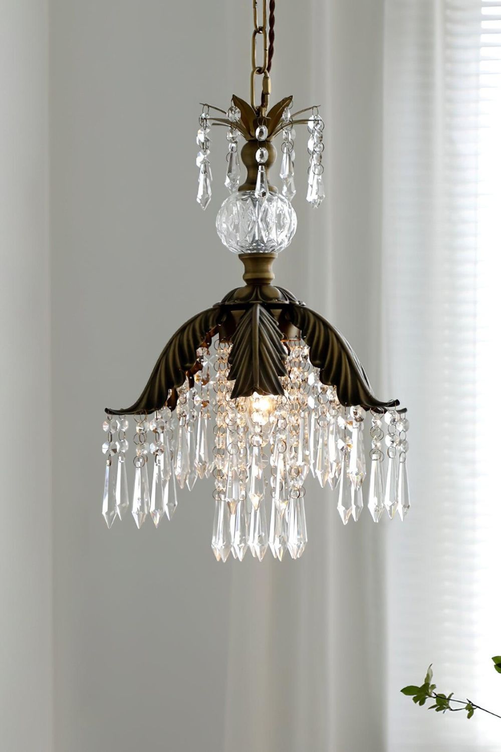 Crystal Palm Leaf Pendant Light - view 6 | vexalamps