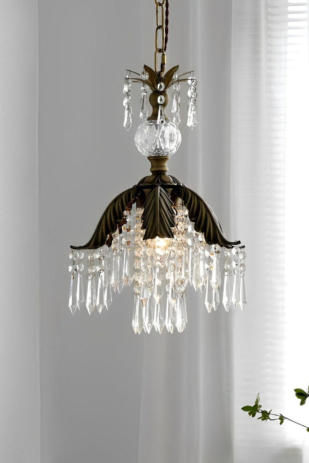 Crystal Palm Leaf Pendant Light - view 7 | vexalamps