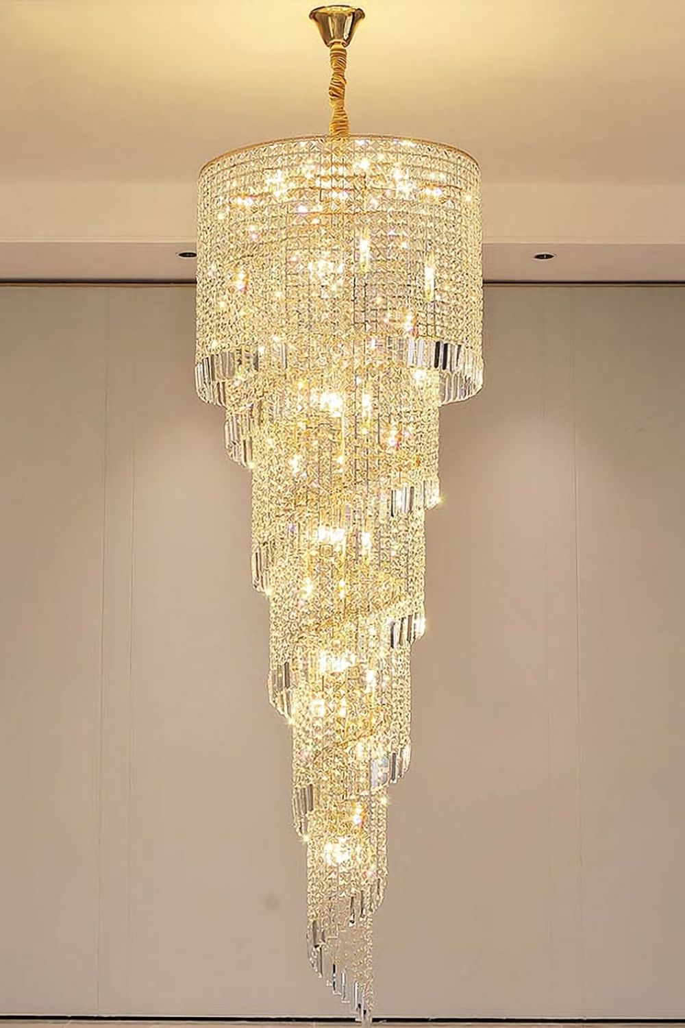 Crystal Spiral Double Volume Chandelier - vexalamps