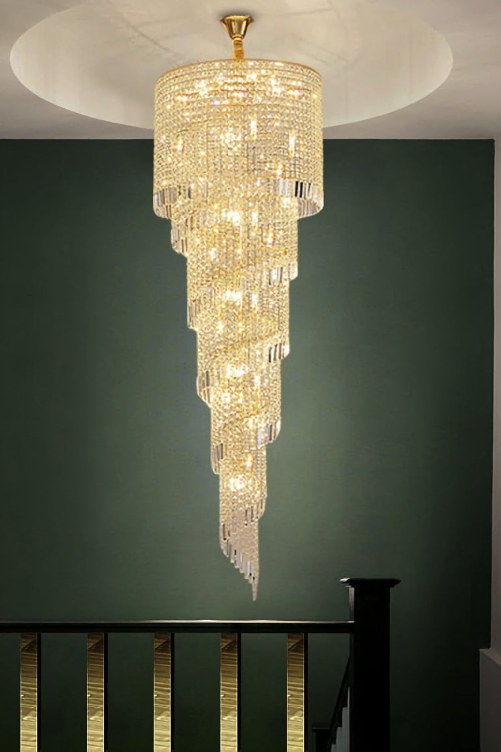 Crystal Spiral Double Volume Chandelier - vexalamps