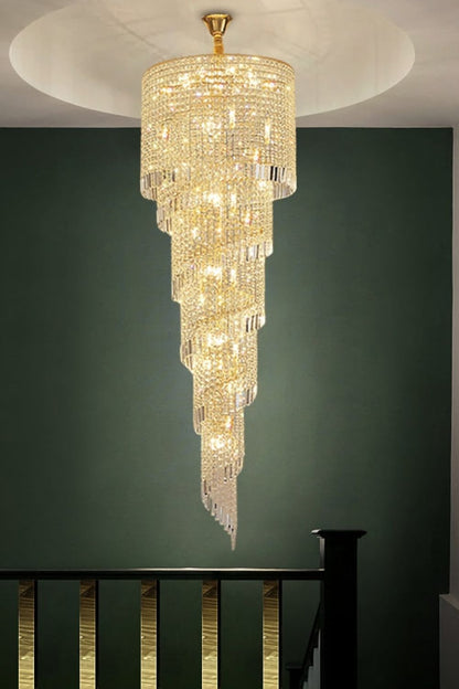 Crystal Spiral Double Volume Chandelier - vexalamps