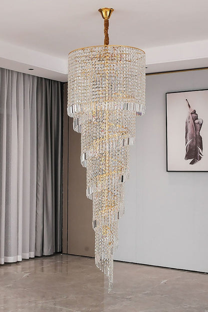 Crystal Spiral Double Volume Chandelier - vexalamps