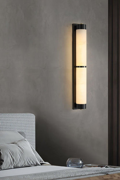 Cylindra Alabaster Brass Wall Light - view 3 | vexalamps