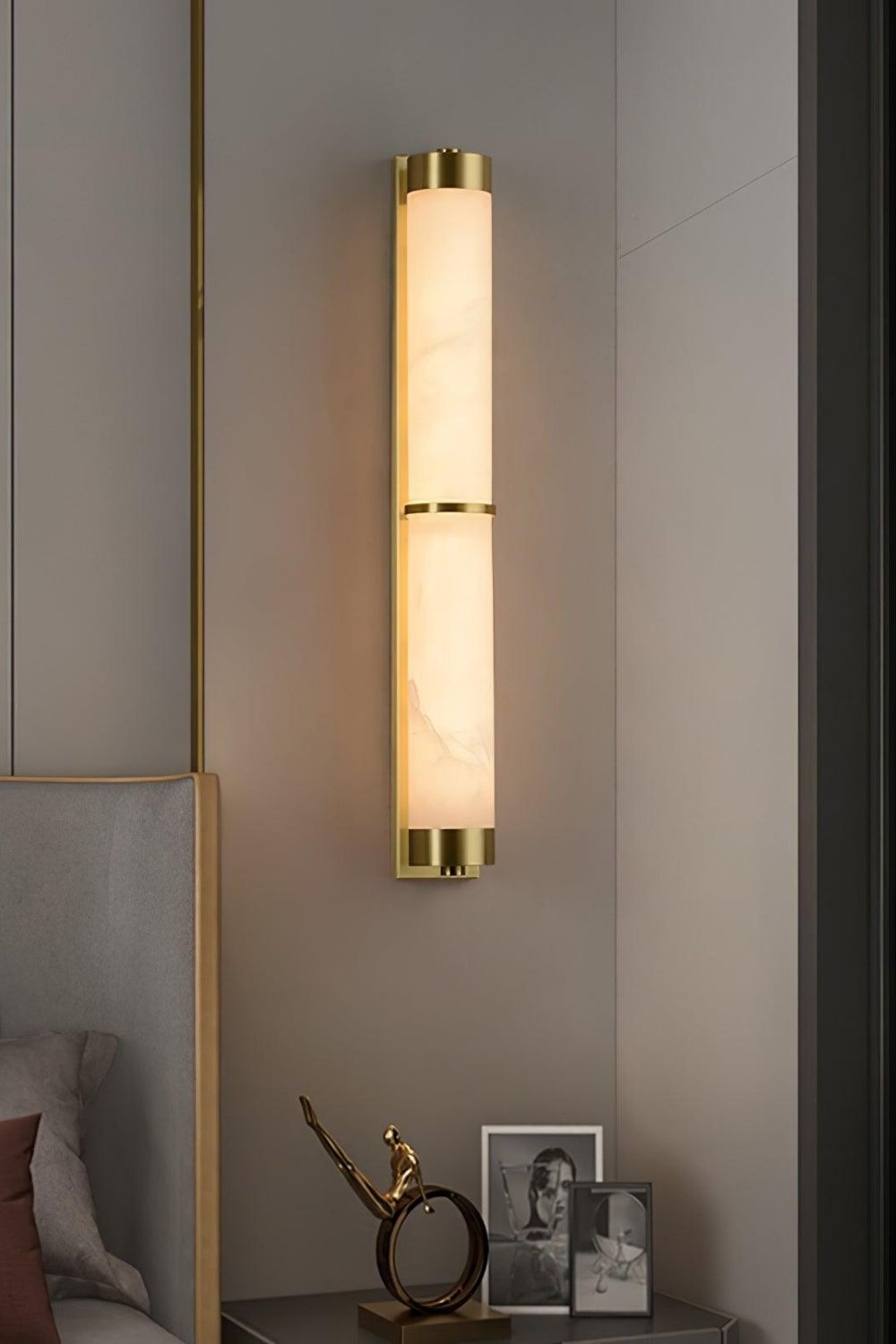 Cylindra Alabaster Brass Wall Light - view 14 | vexalamps