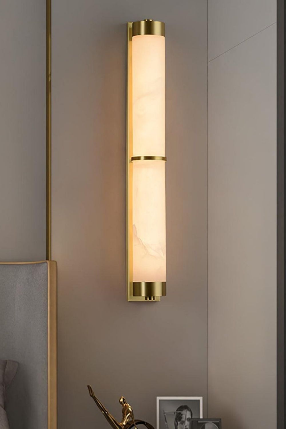 Cylindra Alabaster Brass Wall Light - view 24 | vexalamps