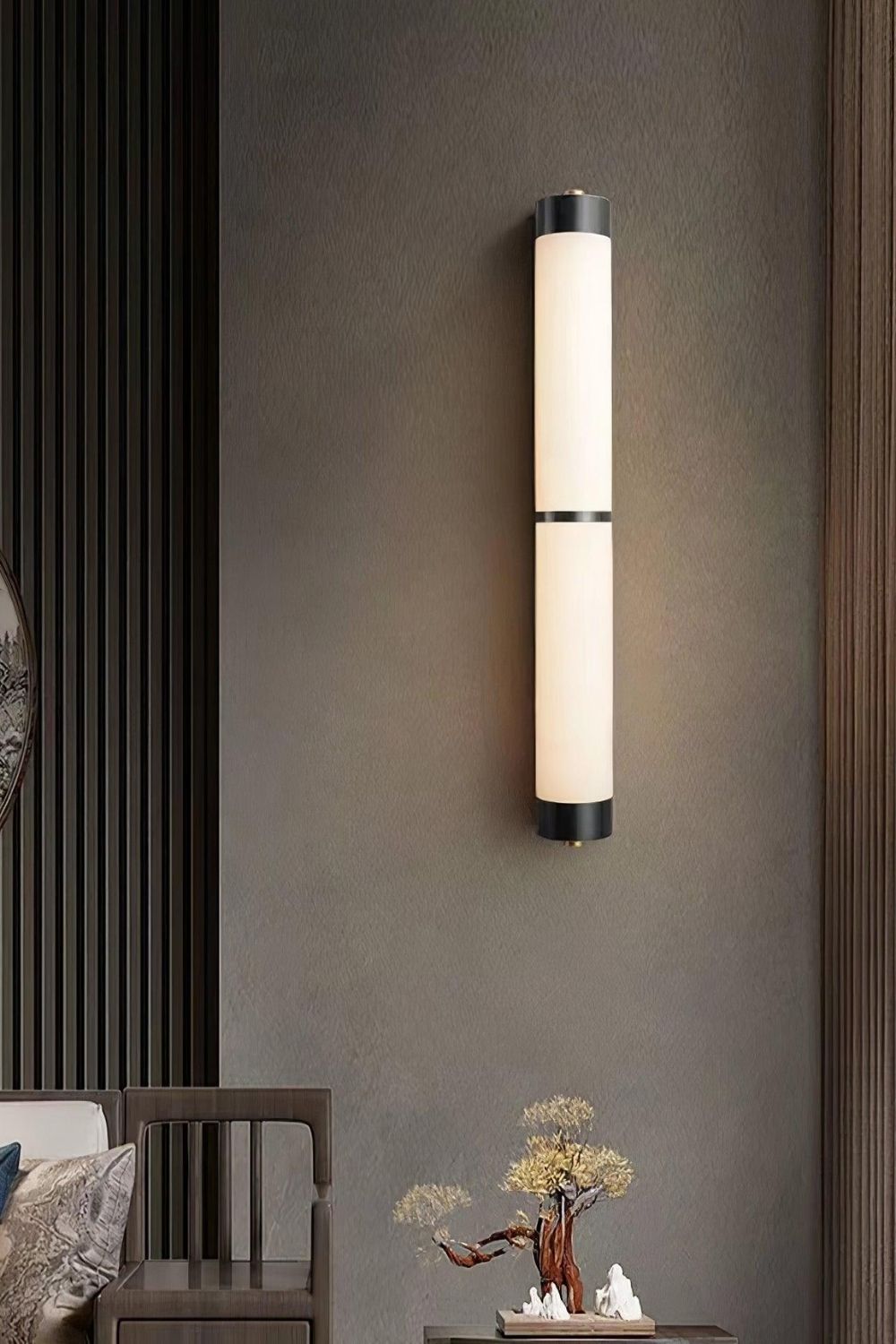 Cylindra Alabaster Brass Wall Light - view 6 | vexalamps