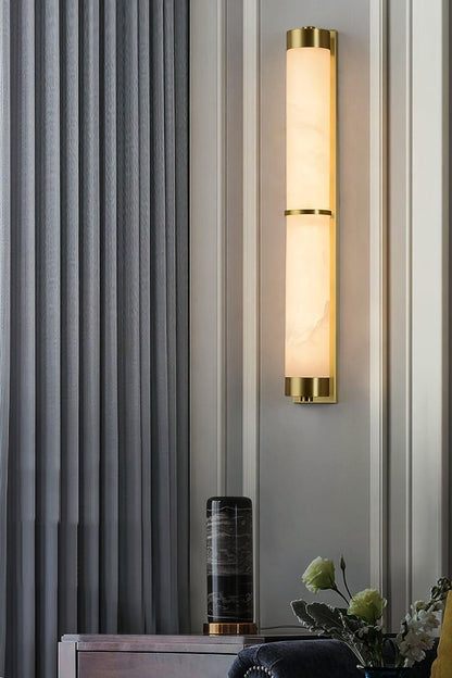 Cylindra Alabaster Brass Wall Light - view 11 | vexalamps