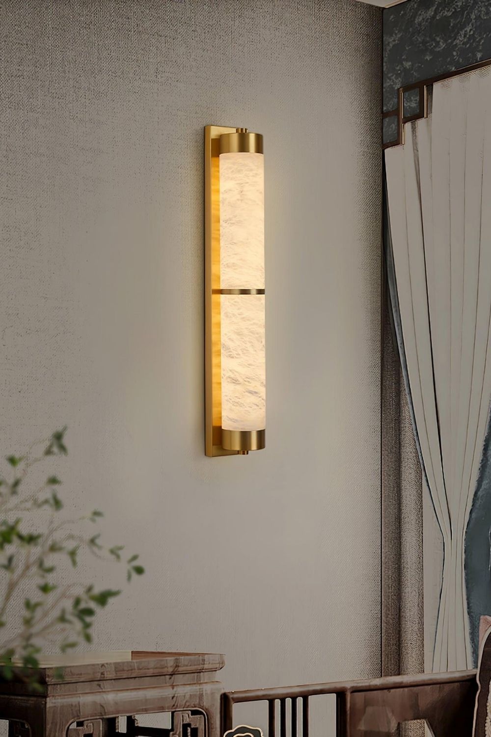 Cylindra Alabaster Brass Wall Light - view 2 | vexalamps