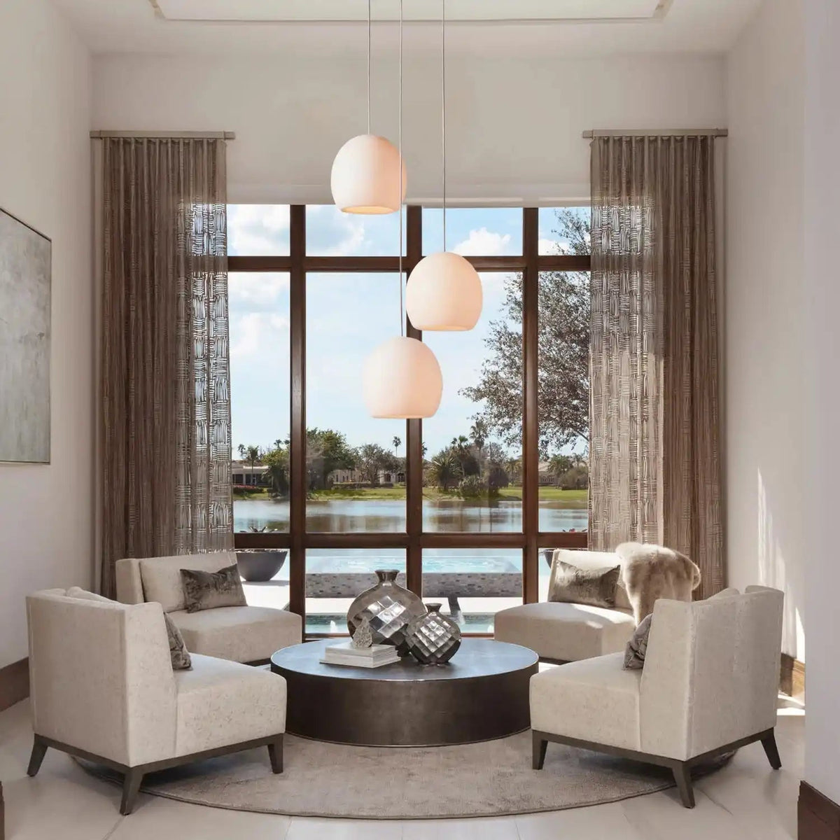 Arican Round Alabaster Chandelier