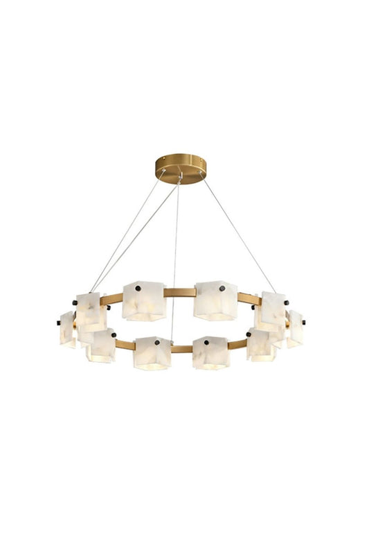 Diamond Shaped Alabaster Ring Chandelier | vexalamps