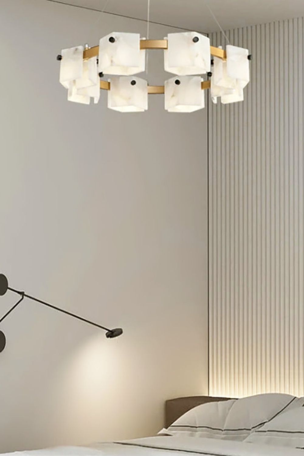 Diamond Shaped Alabaster Ring Chandelier - view 6 | vexalamps
