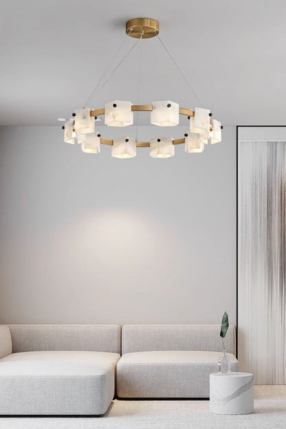 Diamond Shaped Alabaster Ring Chandelier - view 9 | vexalamps