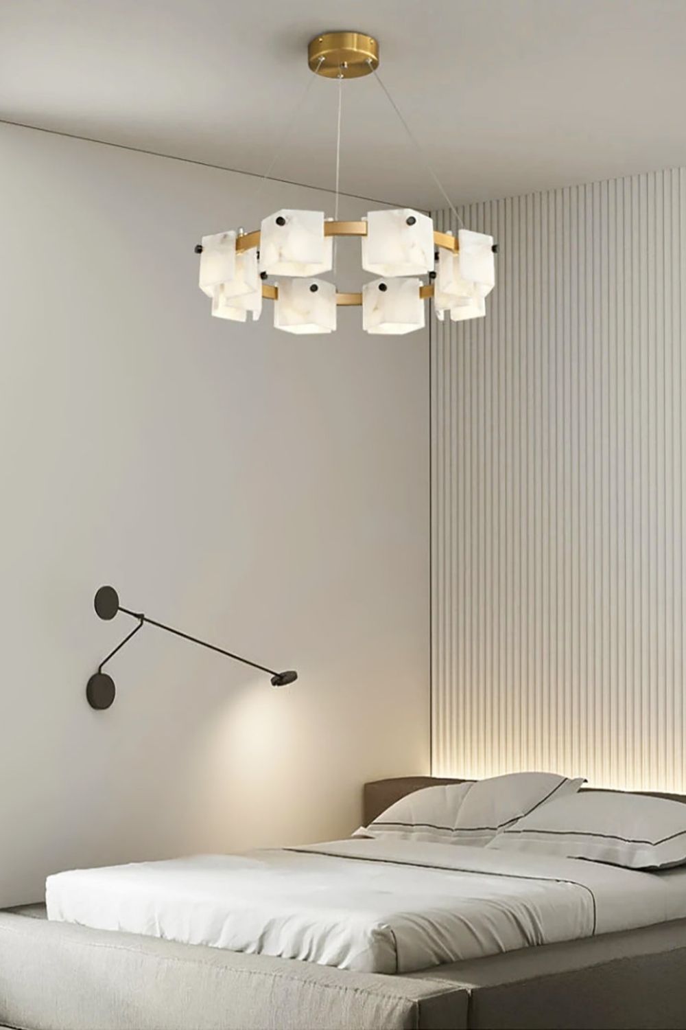 Diamond Shaped Alabaster Ring Chandelier - view 10 | vexalamps