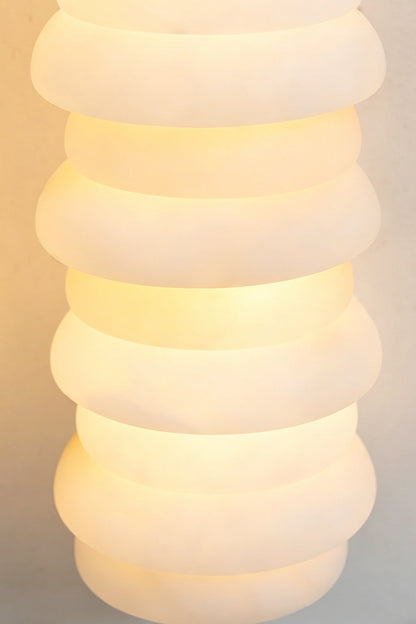 Dual Strata Alabaster Wall Lamp | Metal, Alabaster | Extreme close-up of unlit stratified alabaster stone texture | vexa lamps