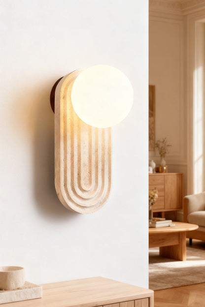 Elegant Travertine Wall Light - view 5 | vexalamps