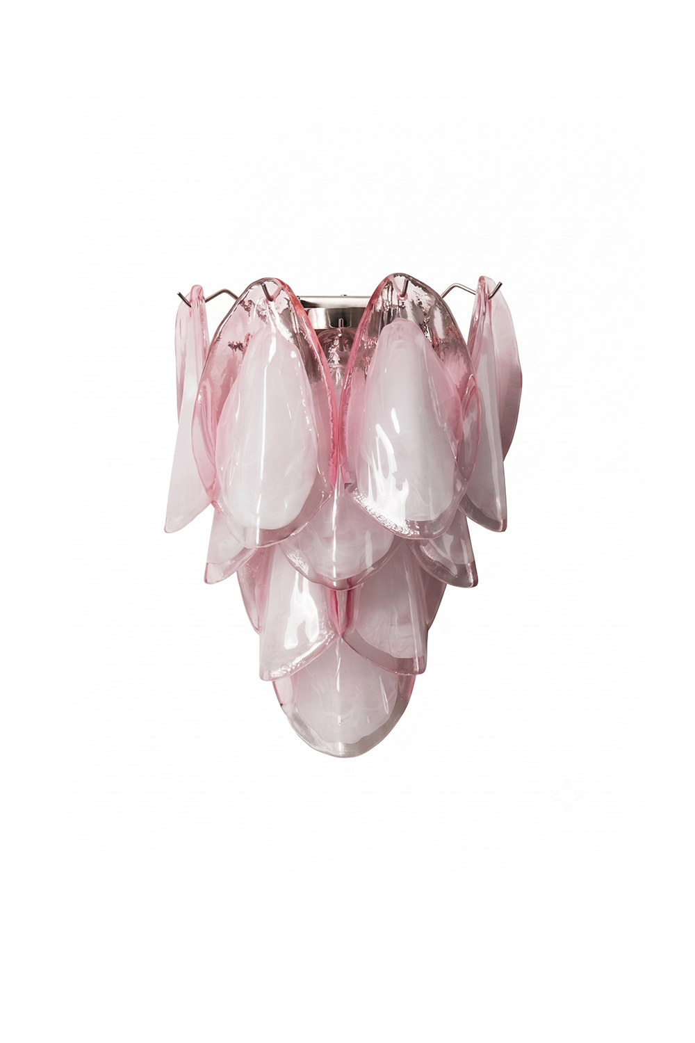 Elysian Bloom Glass Wall Lamp | Metal, Glass | Layered frosted pink leaf-shaped glass petals forming a tiered sconce | Isolated product shot on white background | vexa lamps