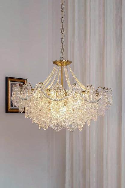 Embossed Pearls Glass Chandelier - vexalamps