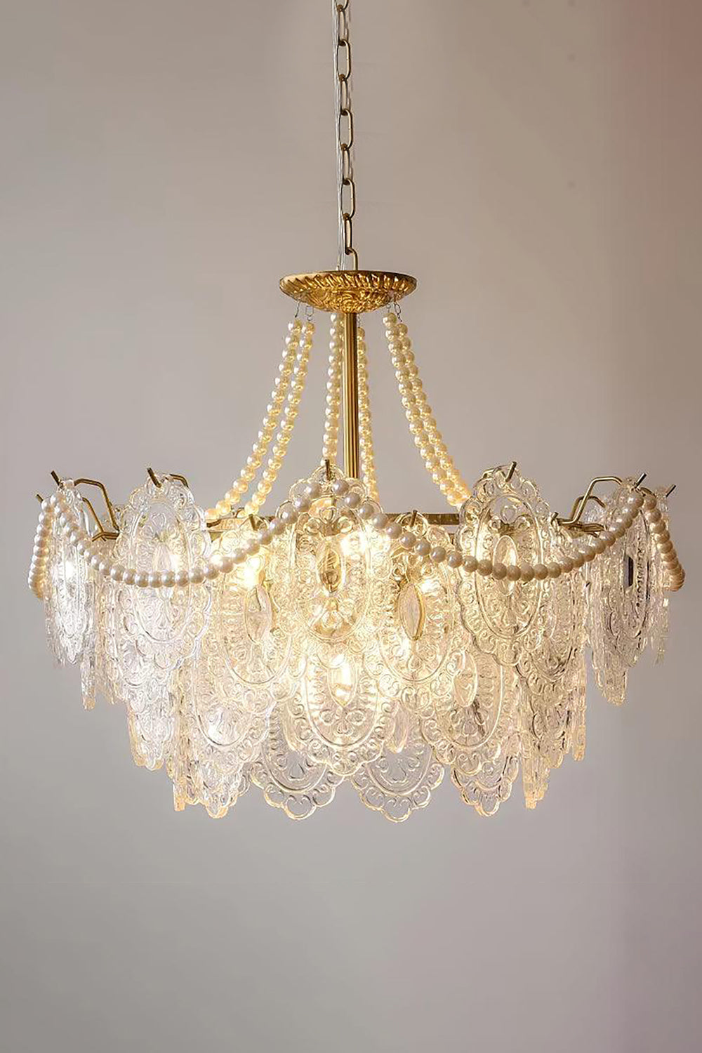 Embossed Pearls Glass Chandelier - vexalamps