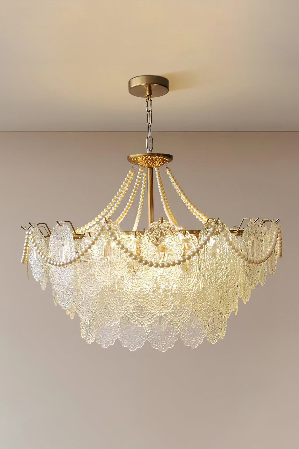Embossed Pearls Glass Chandelier - vexalamps