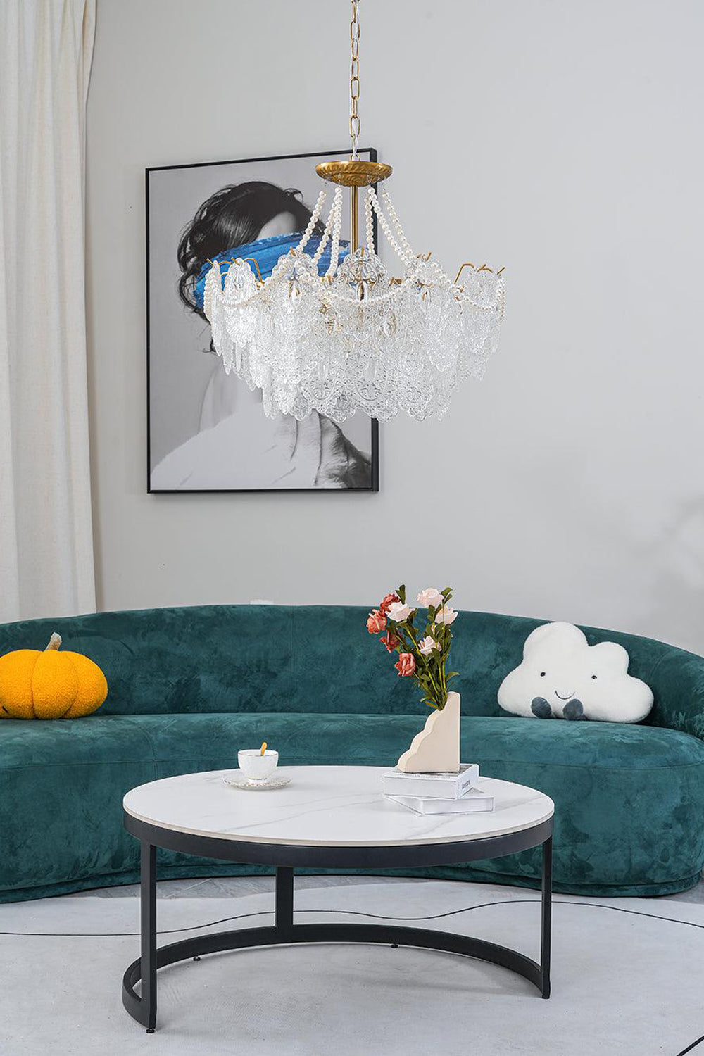 Embossed Pearls Glass Chandelier - vexalamps